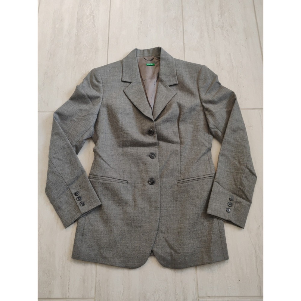 Vintage United Colors Benetton Women 42 Large L Blazer Jacket 100% Wool Italy